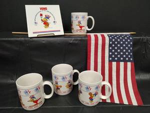 lot 161 image: 1984 Olympics Vons Supermarket Promotional Mug Set with Mascot and Tile Plaque