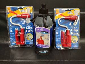 lot 182 image: O2 Cool Flexi Clip Fans and Arctic Zone 1.0L Insulated Bottle Bundle