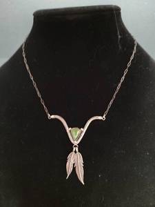 lot 220 image: Authentic Native American Sterling Silver and Turquoise Necklace 17 inches