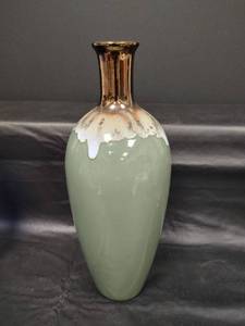 lot 271 image: Sage Green and Gold Vase, 12 12 inches tall