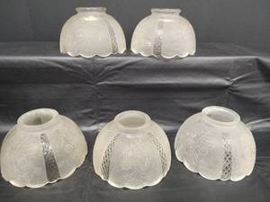 lot 293 image: Vintage Frosted Glass Light Shade with Floral Pattern