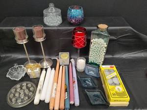 lot 319 image: Decorative Candle and Glass Collection and More