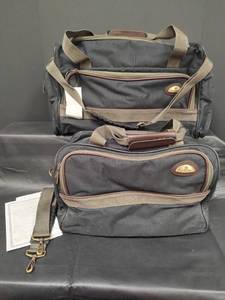 lot 326 image: New Samsonite Luggage Set - 2 Piece Canvas Duffle Bags with Leather Trim