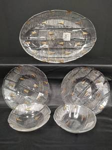 lot 340 image: Vintage IVV ICE 10K Gold Made in Italy, Oval Platter and Bowls