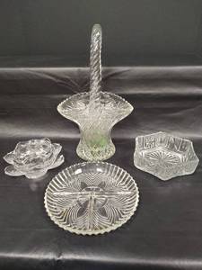 lot 341 image: Vintage Cut Glass Basket and More
