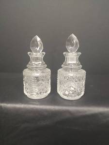 lot 344 image: Vintage Cut Glass Perfume Bottles with Stoppers