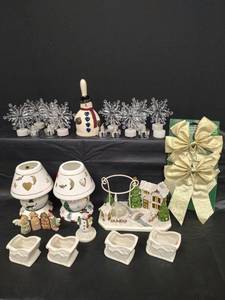 lot 546 image: Holiday Decor Collection - Snowflake Lights, Snowman Bell, Candle Holders and More