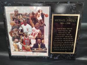 lot 432 image: Michael Jordan 1984-1998 Chicago Bulls NBA Career Achievement Commemorative Plaque