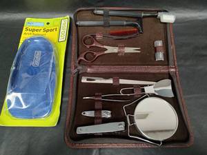 lot 466 image: Elan Mens Crocodile Travel Grooming Set and ProFoot Arch Support