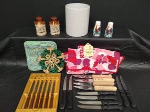 lot 487 image: Kitchen Collection - Yorkville Steak Knives, Woodard Cattle Steak Knives, Salt and Pepper Shakers and More