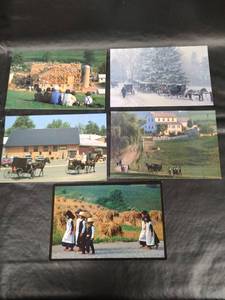 lot 492 image: Vintage Ohios Amish Community Postcard Collection - Rural Life and Traditions