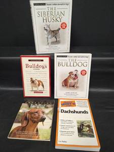 lot 500 image: Dog Breed Training Book Collection - Siberian Husky Includes Training DVD, Bulldog Includes Training DVD and The Complete Idiots Guide on Dachshunds