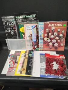 lot 513 image: Craft Supply Lot - Press Paint Transfers, Pattern Books, Supplies and More