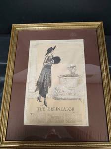 lot 532 image: The Delineator Magazine Cover November 1918 Gold-Toned Framed Fashion Print, 18 x 22