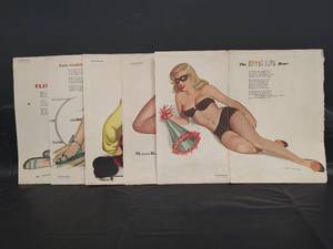 lot 571 image: The Esquire Girl Pin-Up Art Collection by Al Moore. Prints Show Mid-Century Illustration Style With Decorative Typography and Distinctive Compositions