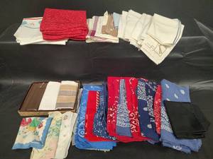 lot 577 image: Large Lot of Bandanas and Handkerchiefs Collection and Kitchen Towels - Mixed Patterns