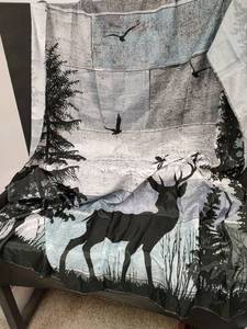 lot 598 image: NIP Wildlife Scene Shower Curtain with Deer and Forest Design