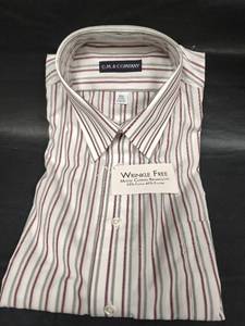 lot 619 image: C.M. & Company Wrinkle Free Striped Dress Shirt 15.5 Short Sleeve