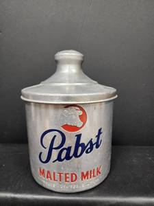 lot 81 image: Pabst Malted Milk Aluminum Container with Lid