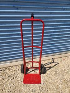 lot 712 image: Red Steel Hand Truck Dolly with Rubber Wheels