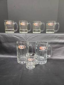 lot 32 image: A&W Root Beer Glass Mug Collection - Set of 7