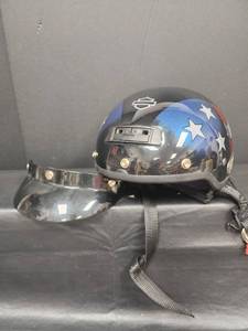 lot 35 image: Harley-Davidson DJ HD American Flag Motorcycle Helmet XL 2000