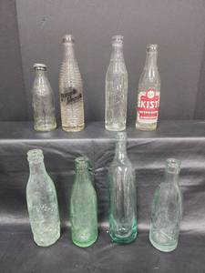 lot 38 image: Antique Soda Bottle Collection - Orangette, Kist, Round Bottom Glass Bottle, and More