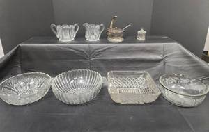 lot 46 image: Crystal Glass Serving Set with Etched Patterns