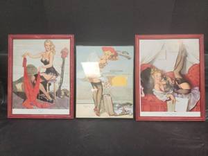 lot 59 image: Set of 3 Gil Elvgren Pin-Up Art Prints 1954-1957