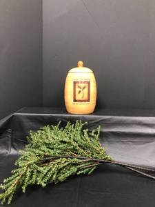 lot 642 image: Cookie Jar And Faux Spruce Tree Sprigs