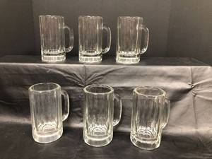 lot 645 image: 6 Vintage Beer Mugs Glass