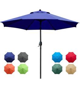 lot 32627 image: 9Ft Patio Umbrella Outdoor Table Umbrella with 8 Sturdy Ribs (Navy Blue)No Base Included