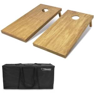 lot 32633 image: GoSports Light Wood Stain Cornhole Toss Game Set