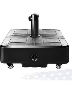 lot 32645 image: FRUITEAM Fillable Mobile Umbrella Base, 98 LBS Patio Umbrella Weight Base Heavy-Duty,Plastic Base Water & Sand Filled Umbrella Stand Holder with 4 Wheels, Easy to Move