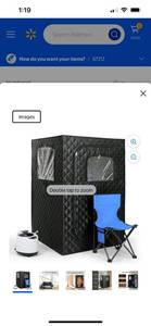 lot 32658 image: Portable Sauna for Home Full Body Personal Sauna Steam Sauna Tent at Home Spa with 2.6L 1000W Steam Generator, 90 Minute Timer, Foldable Chair, Remote Control Included(Black)