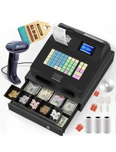 lot 32661 image: Cash Register for Small Businesses,ScannerCheckport Cash DrawerReceipt Printer All-in-One,Electronic Cash Registers with Clear Dual Display,Caja Registradora for RestaurantShop