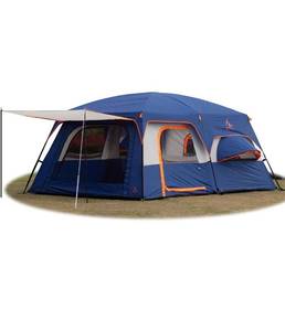 lot 32665 image: KTT Extra Large Tent 12 Person,2 Bay-Windows,Family Cabin Tent,14Lx10Wx6.58H,2 Rooms and 3 Doors 3 Windows with Mesh,Waterproof,Straight Wall,Big Tent for Outdoor,Picnic,Camping,Gathering-DO NOT KNOW THE CONDITION.