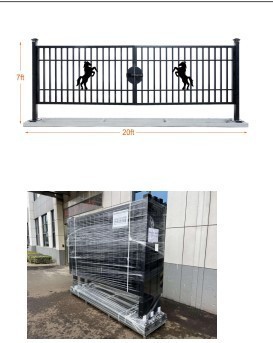 lot 6524 image: Unused 20ft Horse Metal Farm Driveway Gate  Damaged due to rubbing in container