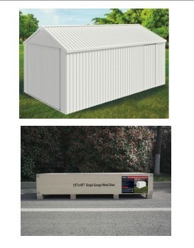 lot 6530 image: Unused Single Garage Metal Shed 12ft x 19ft