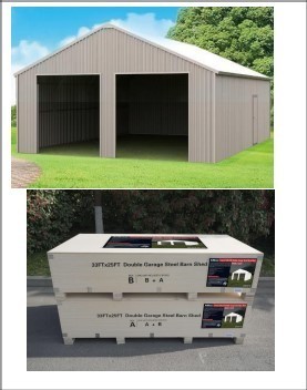 lot 6538 image: Unused 33ft x 25ft Double Garage Steel Barn Shed