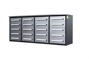 lot 1222 image: Unused 2024 Steelman 7FT-20D Stainless Steel Work Bench with 20 Drawers