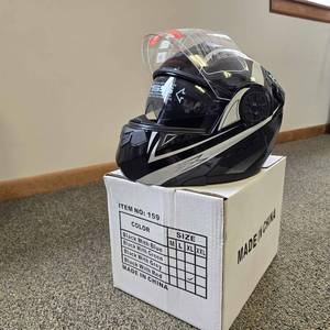 lot 103 image: Unused TSS Full Face Motorcycle Helmet  BlackGrey  Adult XL