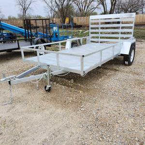 lot 454 image: NEW Carbon Steel Galvanized Utility Trailer with Side Rails 76In X 12Ft