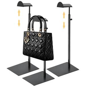 lot 5672 image: Royxen 3 Pack Handbag Rack Stainless Steel with Adjustable Height, Purse Display Stand, Black