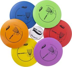 lot 5673 image: WEN JIAN Disc Golf Starter Set, Disc Golf Set, Disc Golf Beginner Set with 6 Discs-2 PCS Driver, 2 PCS Mid Range, 2 PCS Putter, 1 Mini Marker