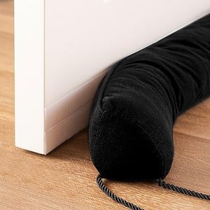 lot 5677 image: Sunolga 36 Weighted Door Draft Stopper, Triangular Column Sound Proof Draft Guard for Doors and Windows, Machine Washable, Black