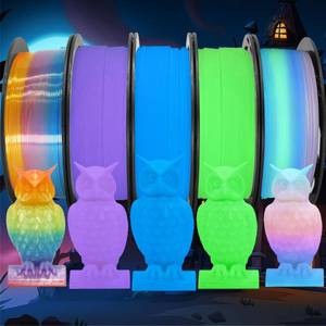 lot 5684 image: 1.75mm PLA 3D Printer Filament Bundle Glow in Dark GreenBluePurpleRainbow, One Spool Clear Multi Colored, Each Spool 250g, Total 1.25Kg 3D Printing Material, 250g x 5 Spools Glow in Dark PLA