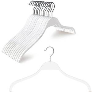 lot 5685 image: TOPIA HANGER Slim Wooden Hangers with Extra Soft Non-Slip Rubber Grips, 10-Pack High-Grade Fashion Hanger No Shoulder Bump for Sweater, Camisole, Jacket, Dress, Coat -CT15W