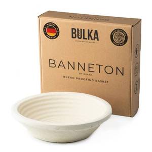 lot 5689 image: Bulka Large Round 9 1kg Groove Banneton Bread Proofing Basket Pressed Wood Pulp, Sourdough Proofing Basket - Non-Stick Bread Proofing Bowl Sourdough Bread Baking Supplies, Made in Germany.