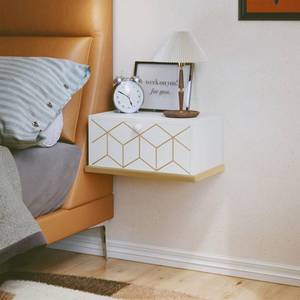 lot 5713 image: HLR Floating Nightstand, Small Nightstand with Flap Door, Morden Wall Mounted Nightstand for Bedrooms, White